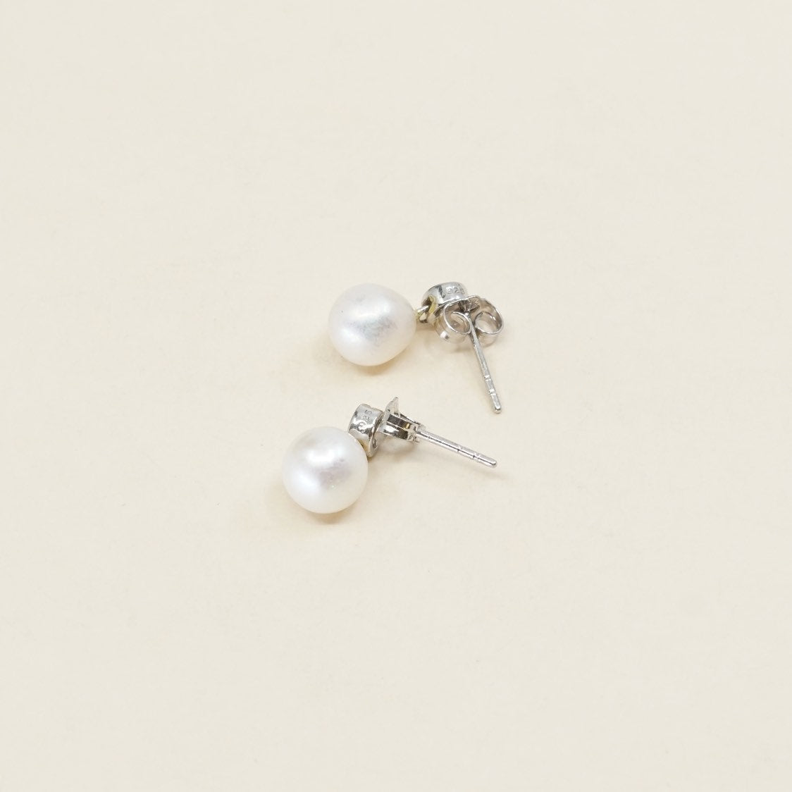 VTG sterling silver earrings, 925 studs w/ pearl and crystal