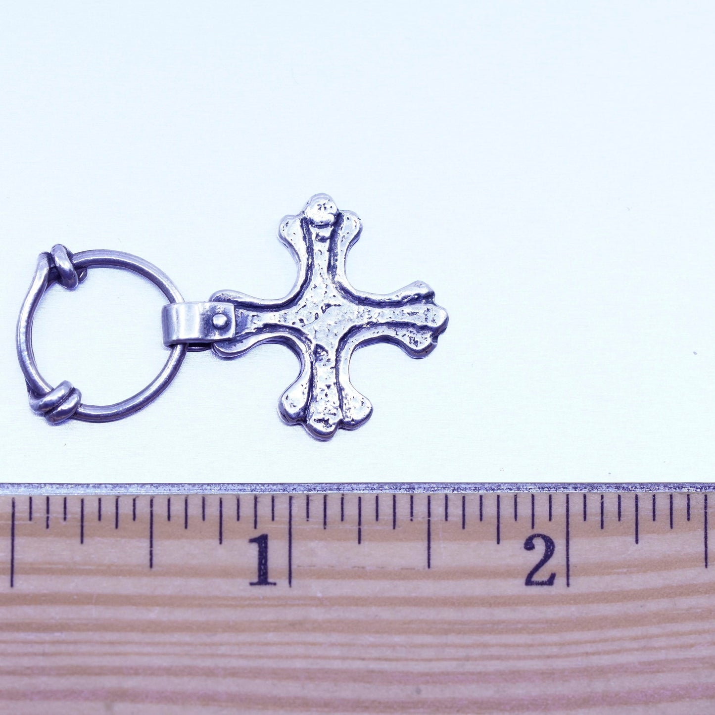 Vintage Israel sterling 925 silver handmade cross pendant charm