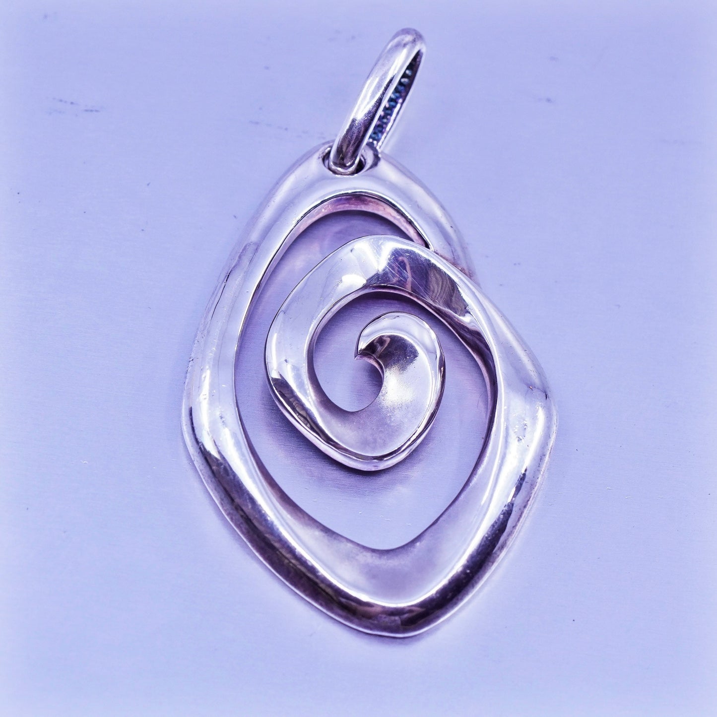 antique sterling 925 silver handmade modern swirl pendant