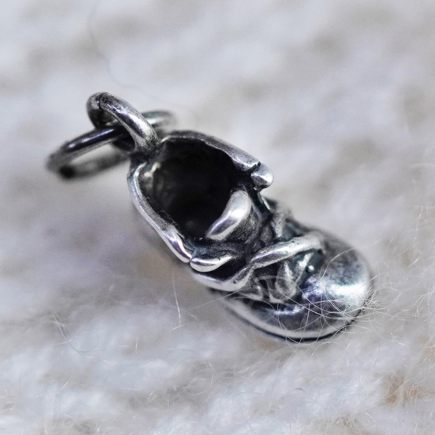 Vintage baby shoe sterling silver handmade pendant, 925 charm