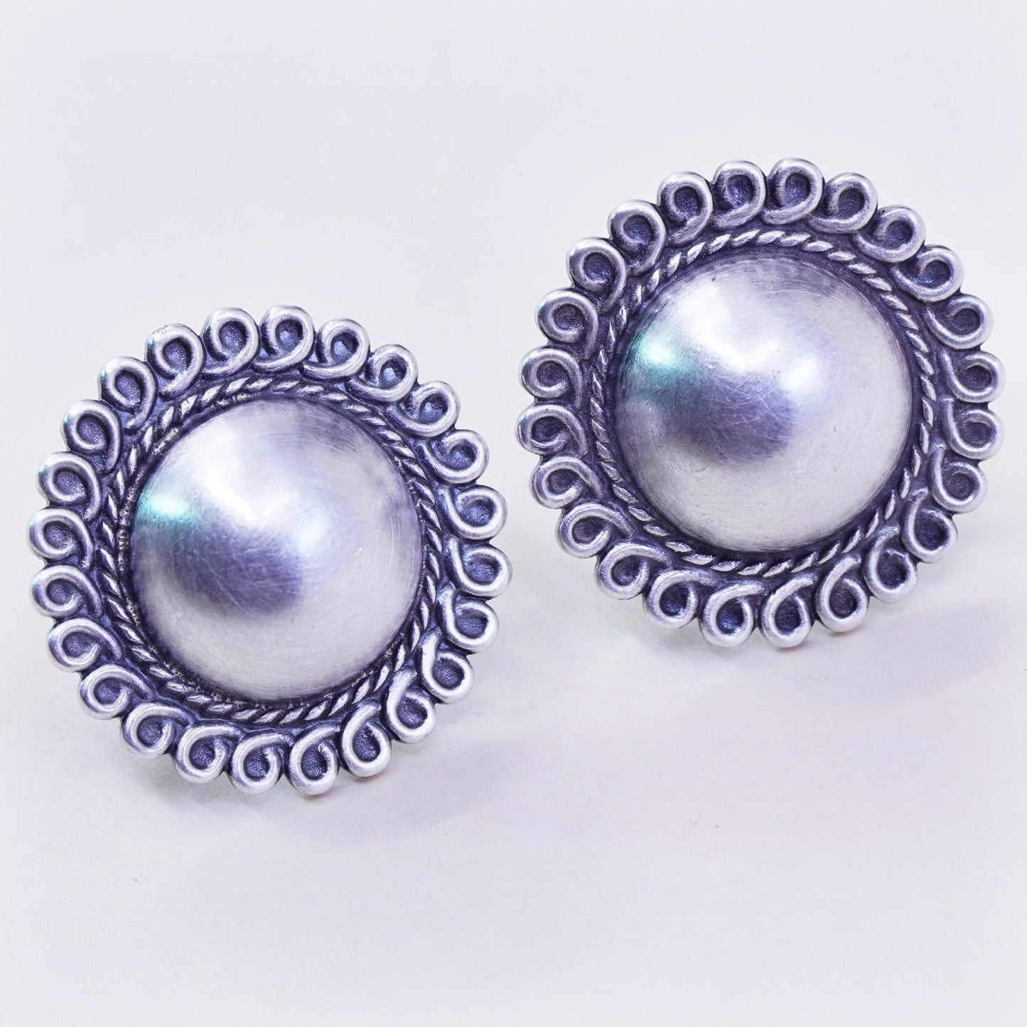 Vintage Sterling silver handmade earrings, 925 screw back ball earrings