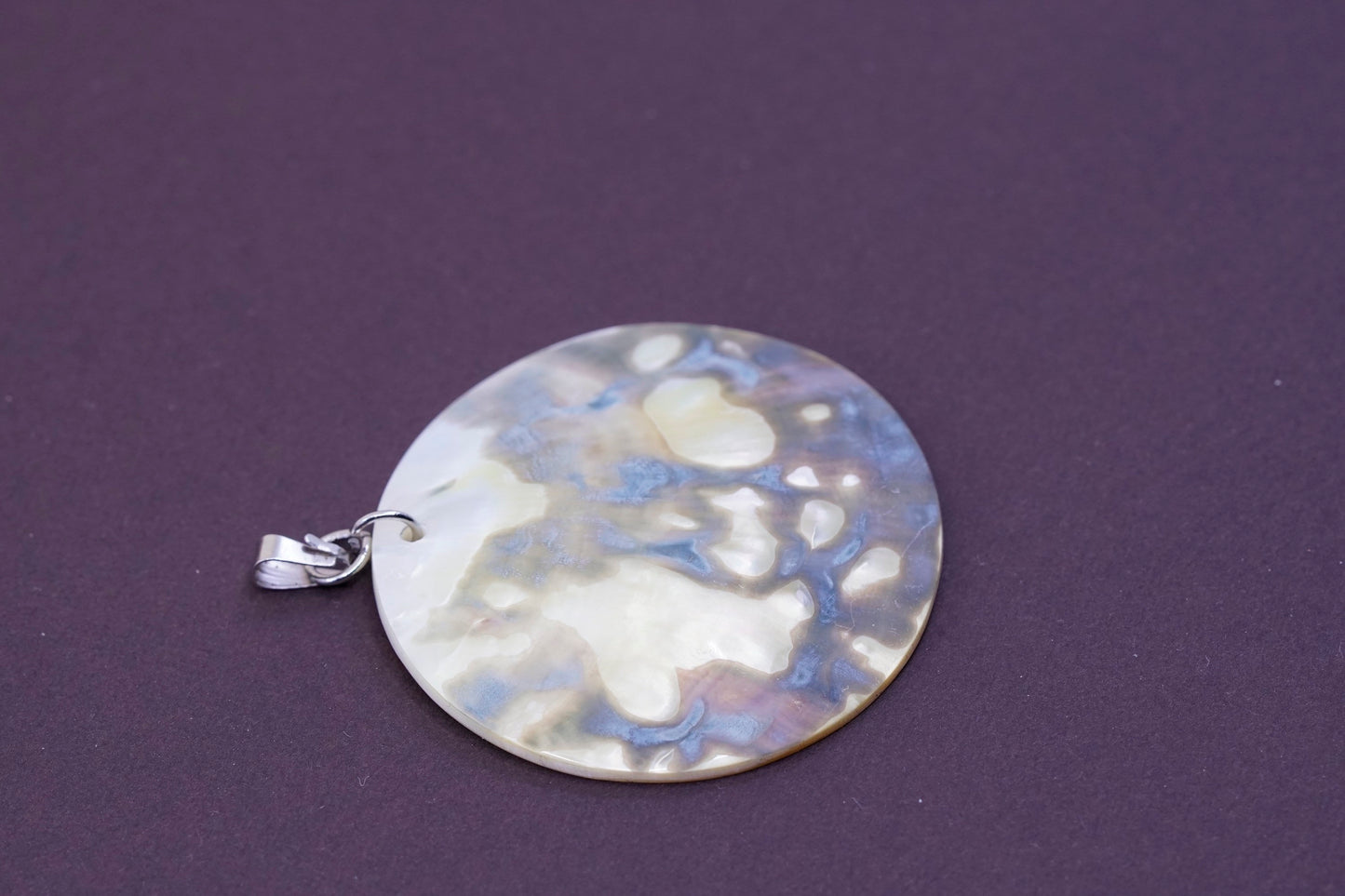 Vintage Sterling 925 silver handmade pendant with mother of pearl