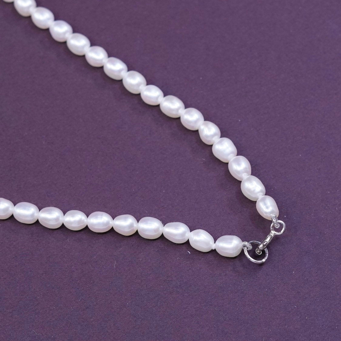 17", Sterling silver handmade necklace, 925 clasp w/ 4mm freshwater pearl