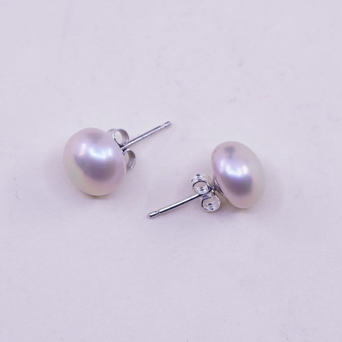 Vintage sterling silver earrings, 925 studs with pearl