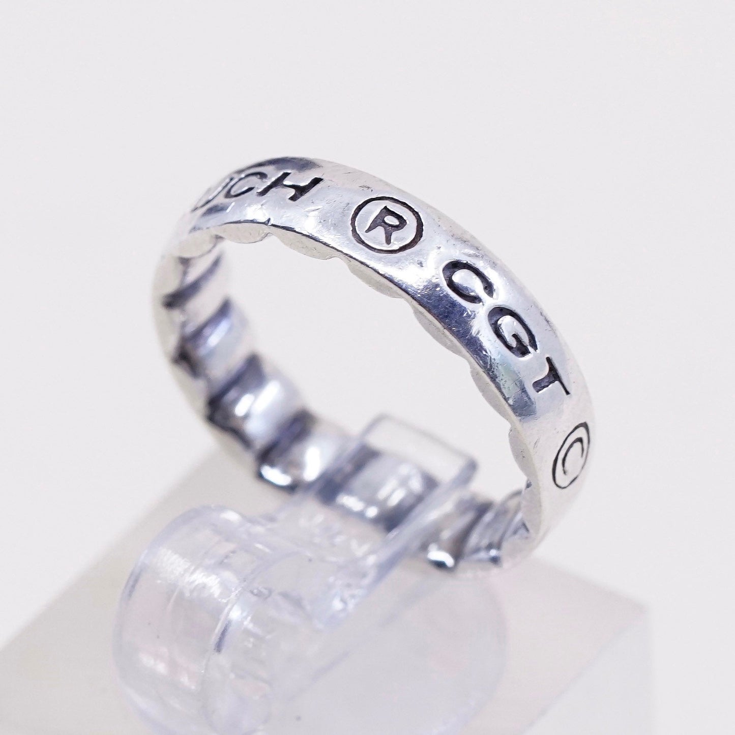 sz 4.5, vtg velvet touch CGT sterling silver handmade ring, 925 stackable band