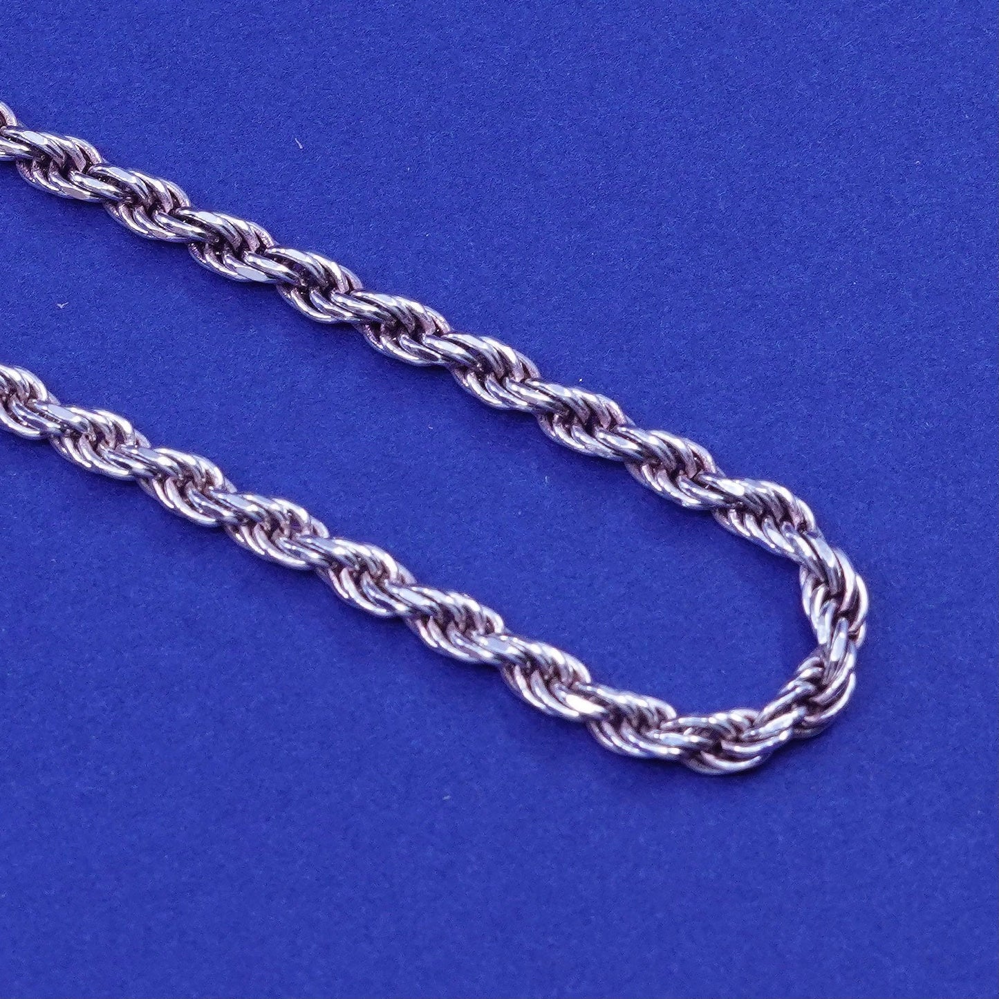 30”, 3mm, vintage Sterling silver handmade necklace, 925 French rope chain