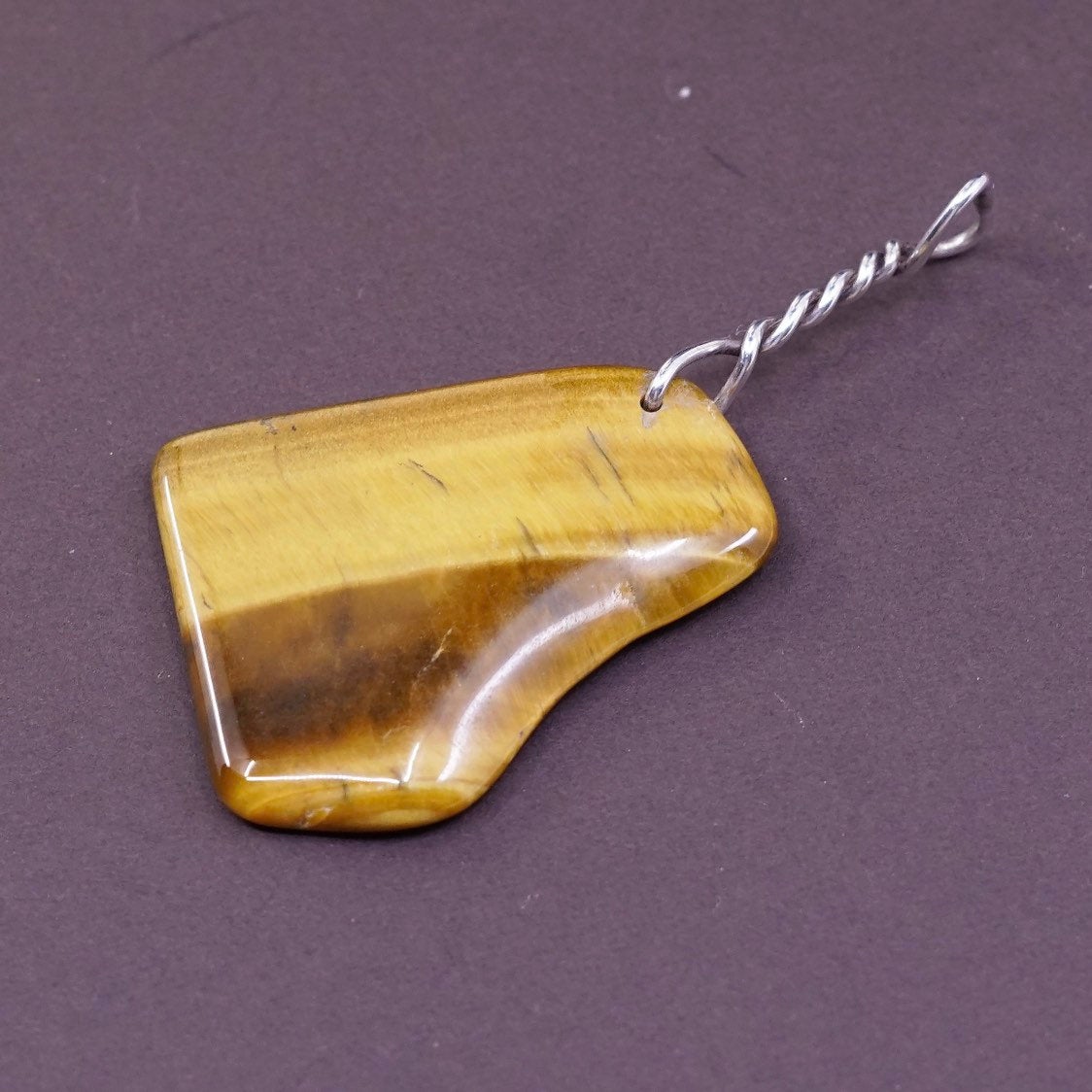 VTG Sterling silver handmade pendant, Mexico 925 w/ golden tiger eye pendant