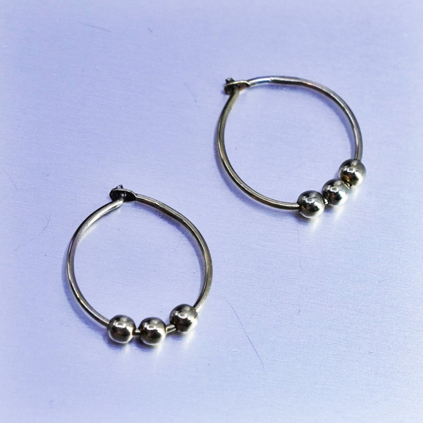 0.5”, vermeil gold over Sterling silver handmade earrings, 925 hoops beads