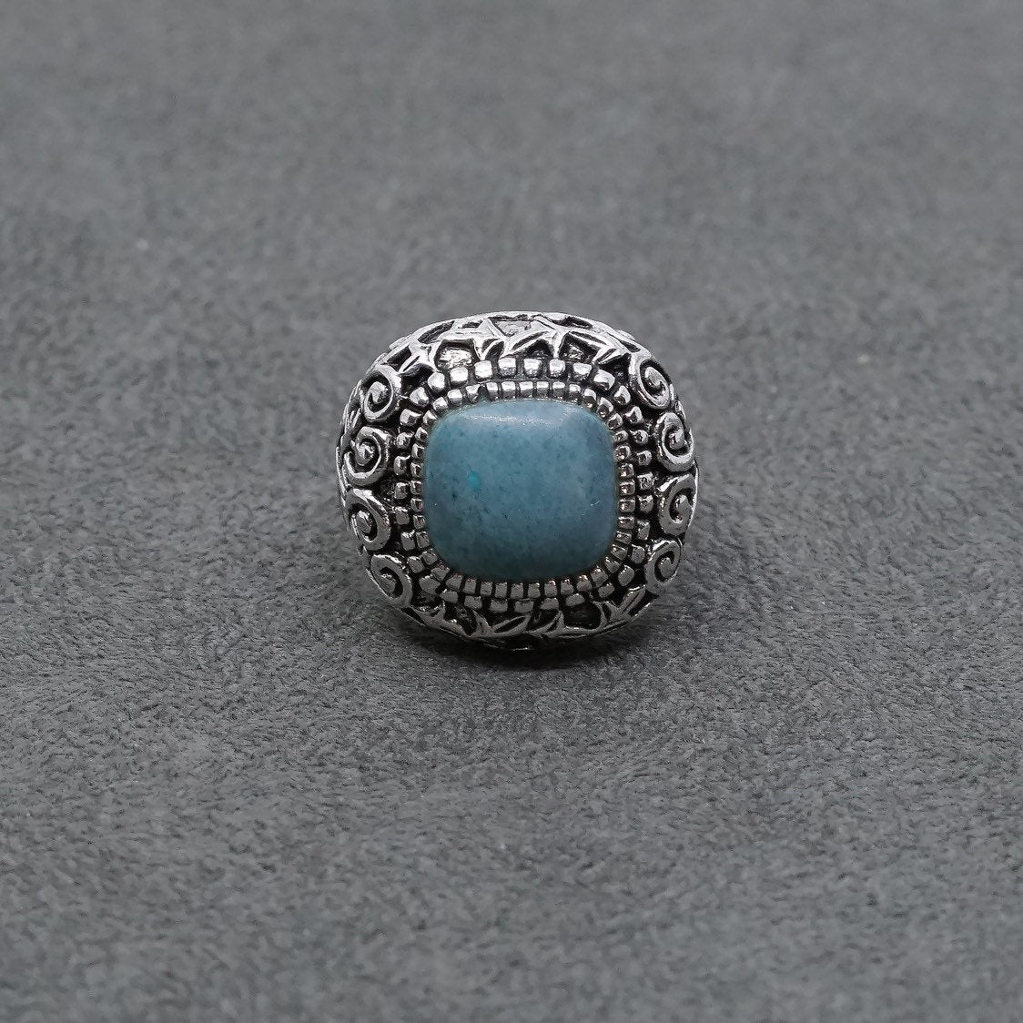 sz 7, vtg Sterling silver handmade ring, 925 w/ turquoise N Bali filigree