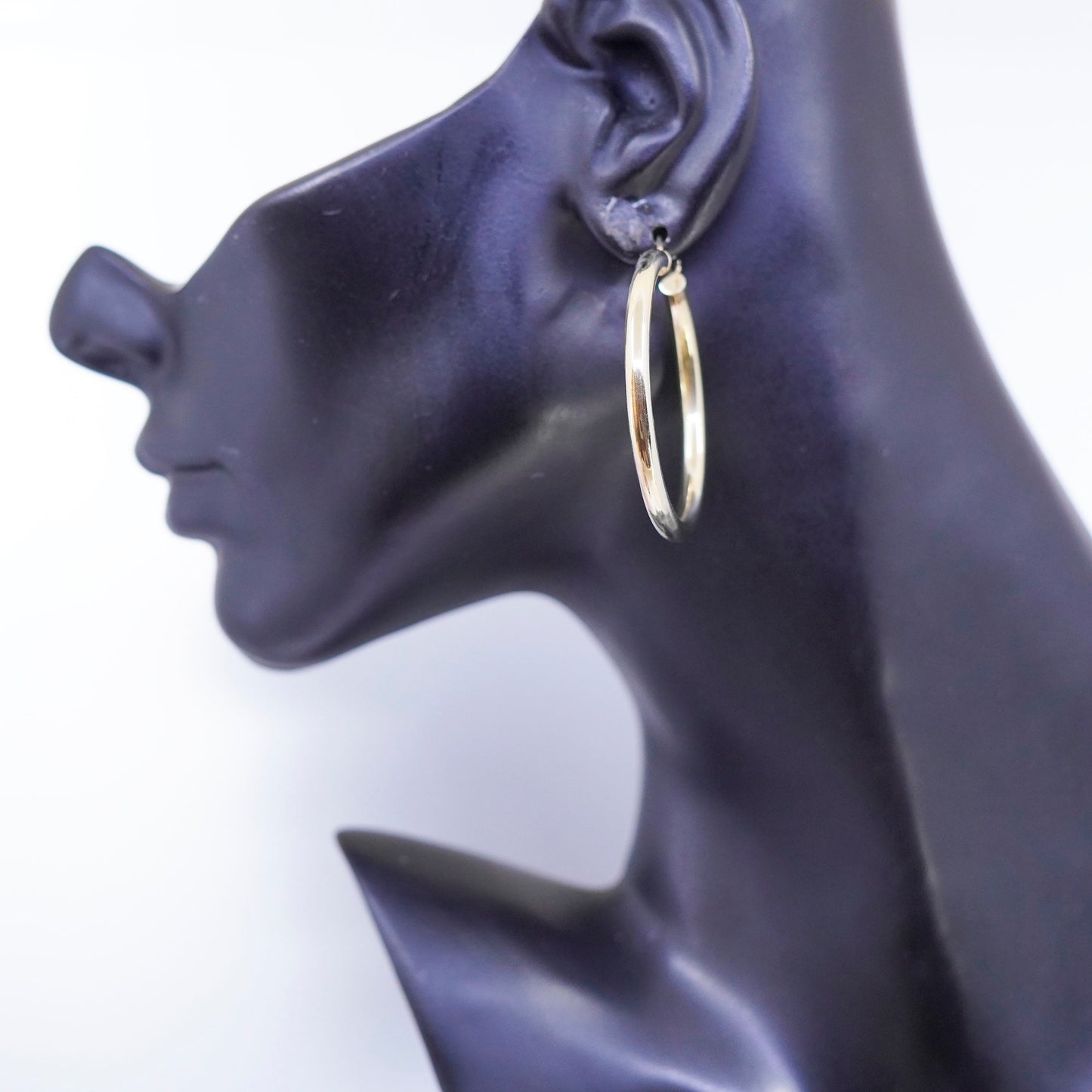 2”, Italian vermeil gold over Sterling silver handmade earrings, 925 bold hoops