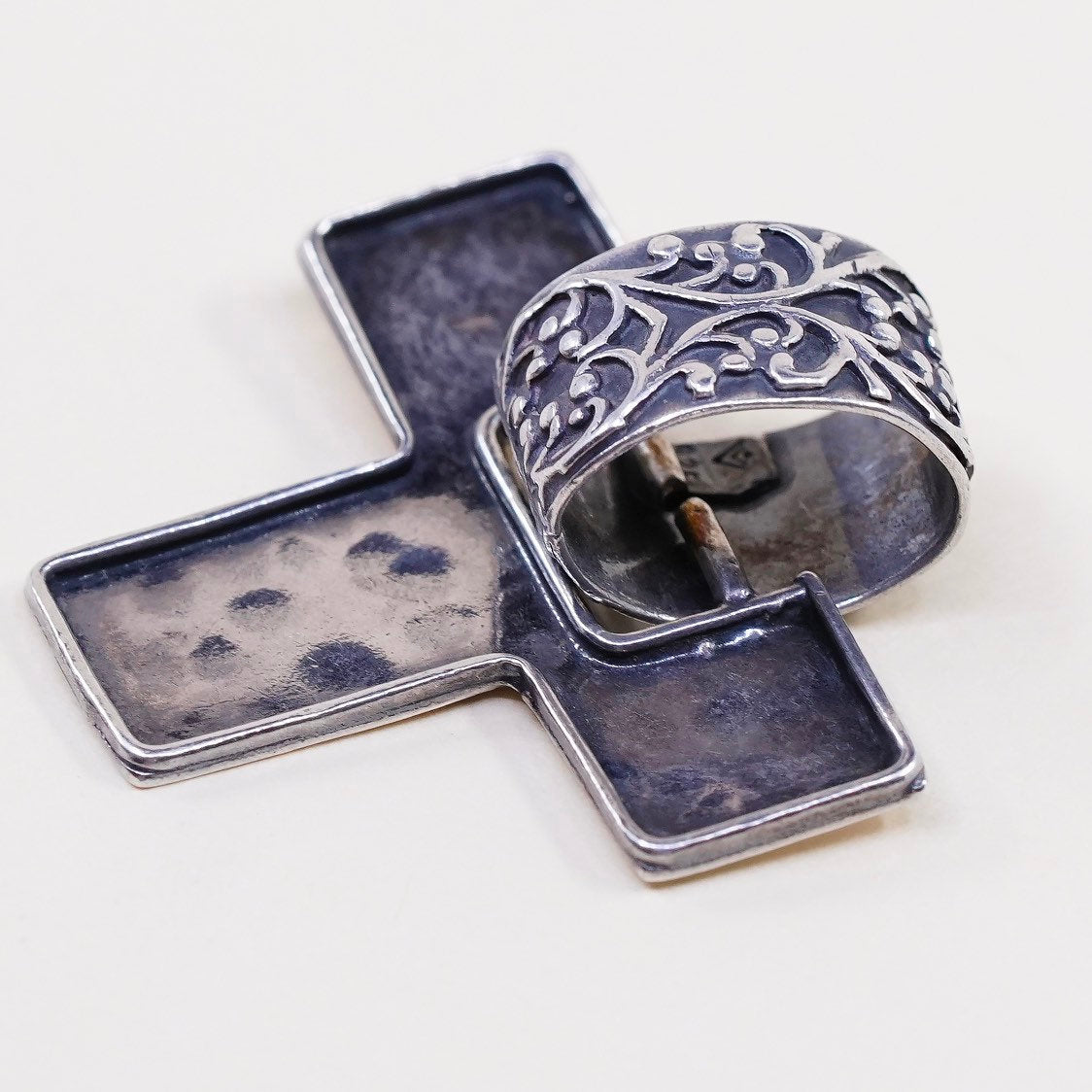 VTG Silpada sterling silver handmade charm, 925 initial "T” slide pendant