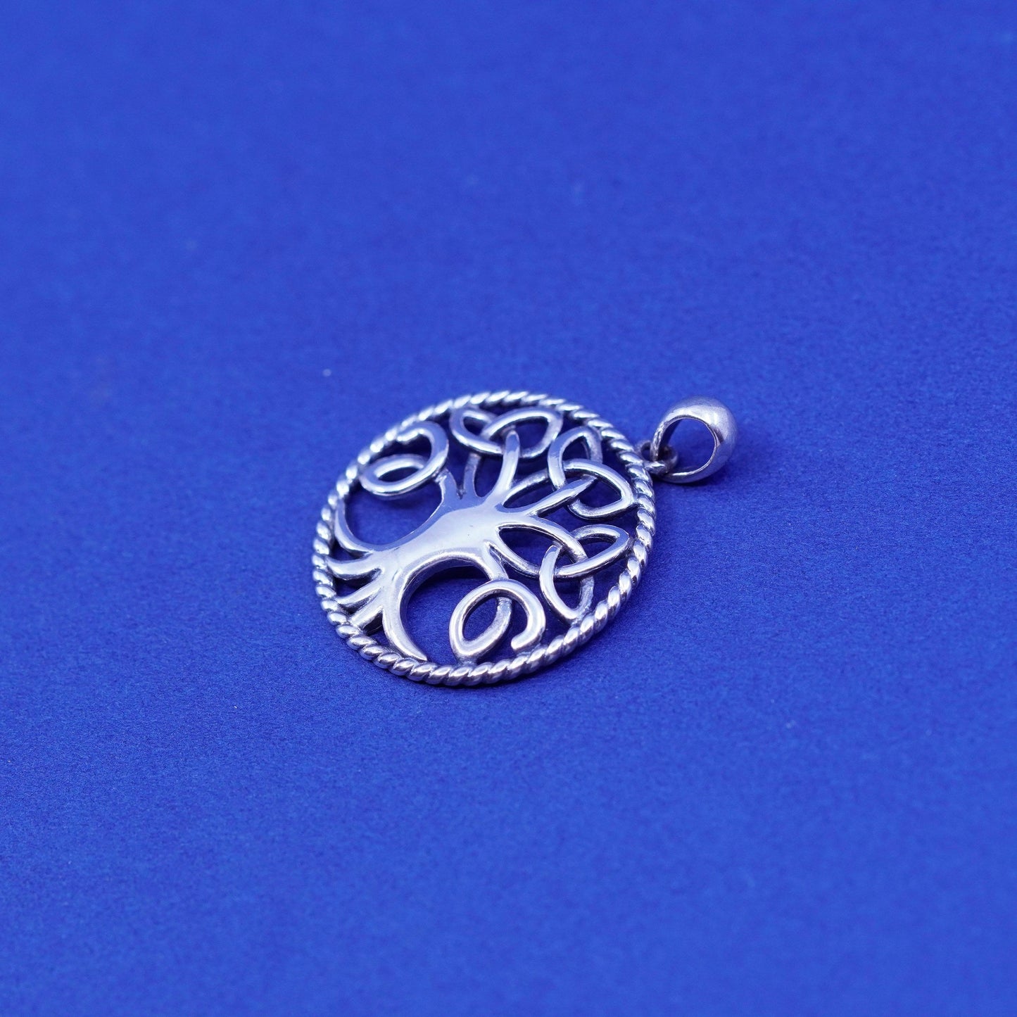 Irish Sterling silver handmade pendant, 925 Celtic knot tree charm