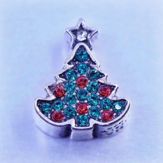 Antique Michael Anthony Sterling 925 silver Christmas tree charm pendant cz