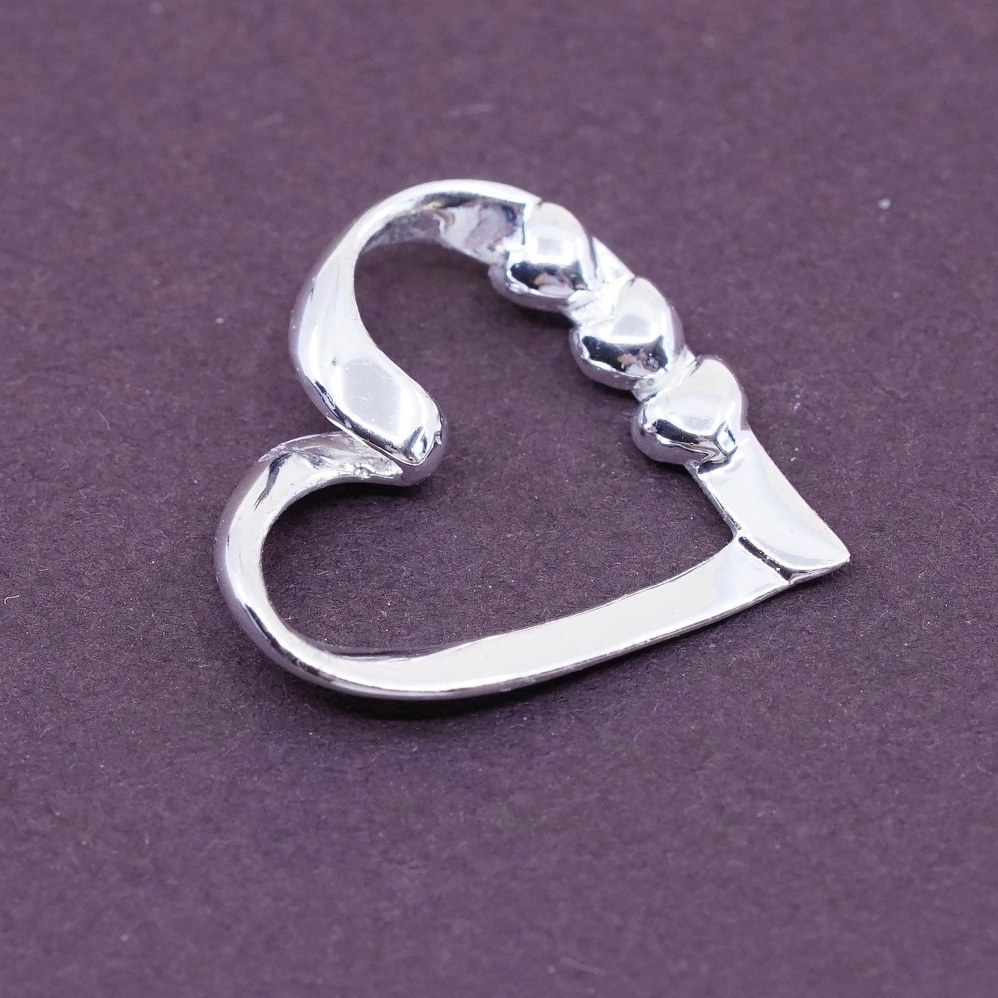 Vintage Sterling silver handmade pendant, solid 925 silver heart shaped pendant