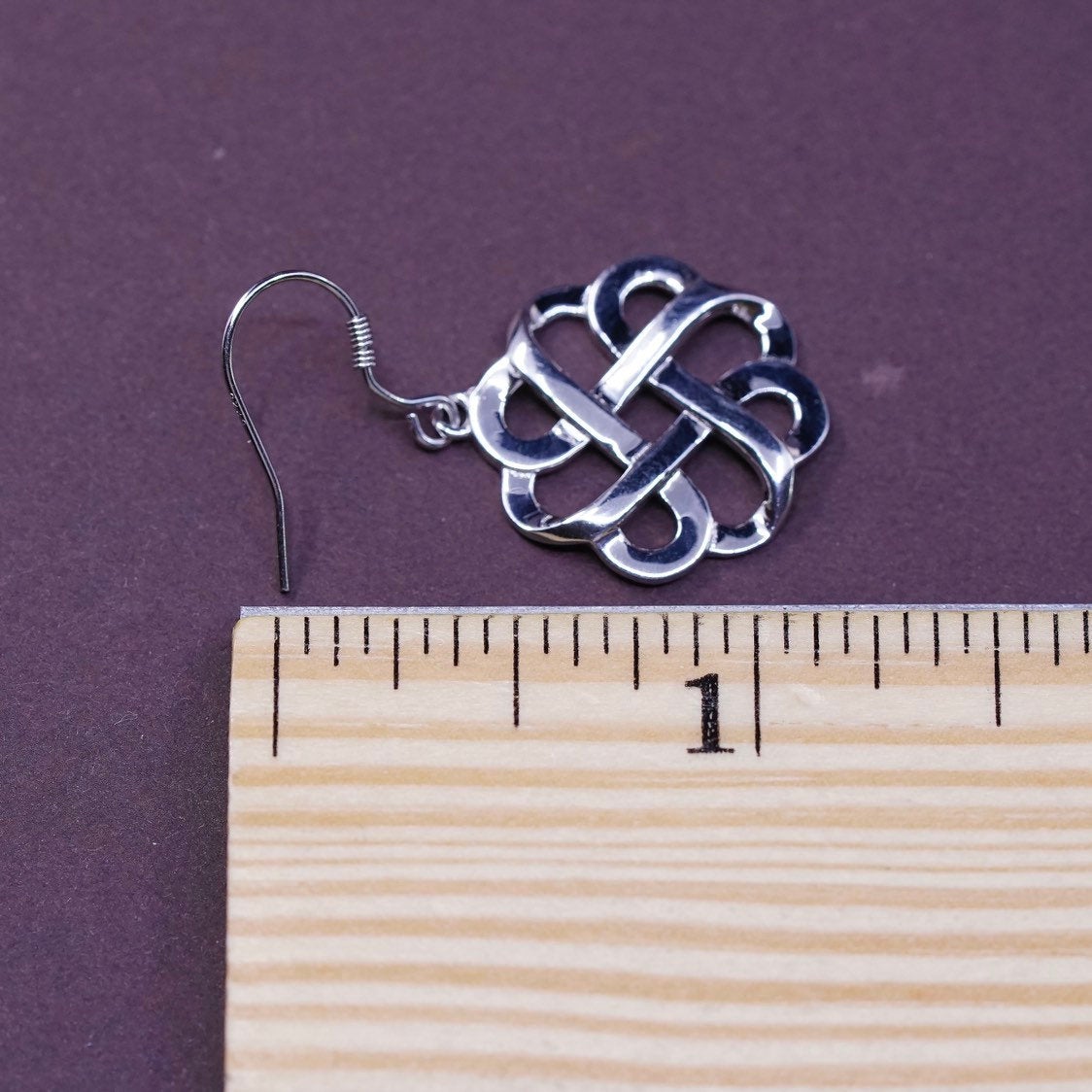 vtg Sterling silver Irish knot handmade dangles, 925 earrings, silver tested