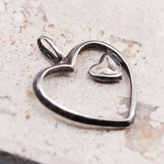 Sterling silver handmade pendant, 925 heart