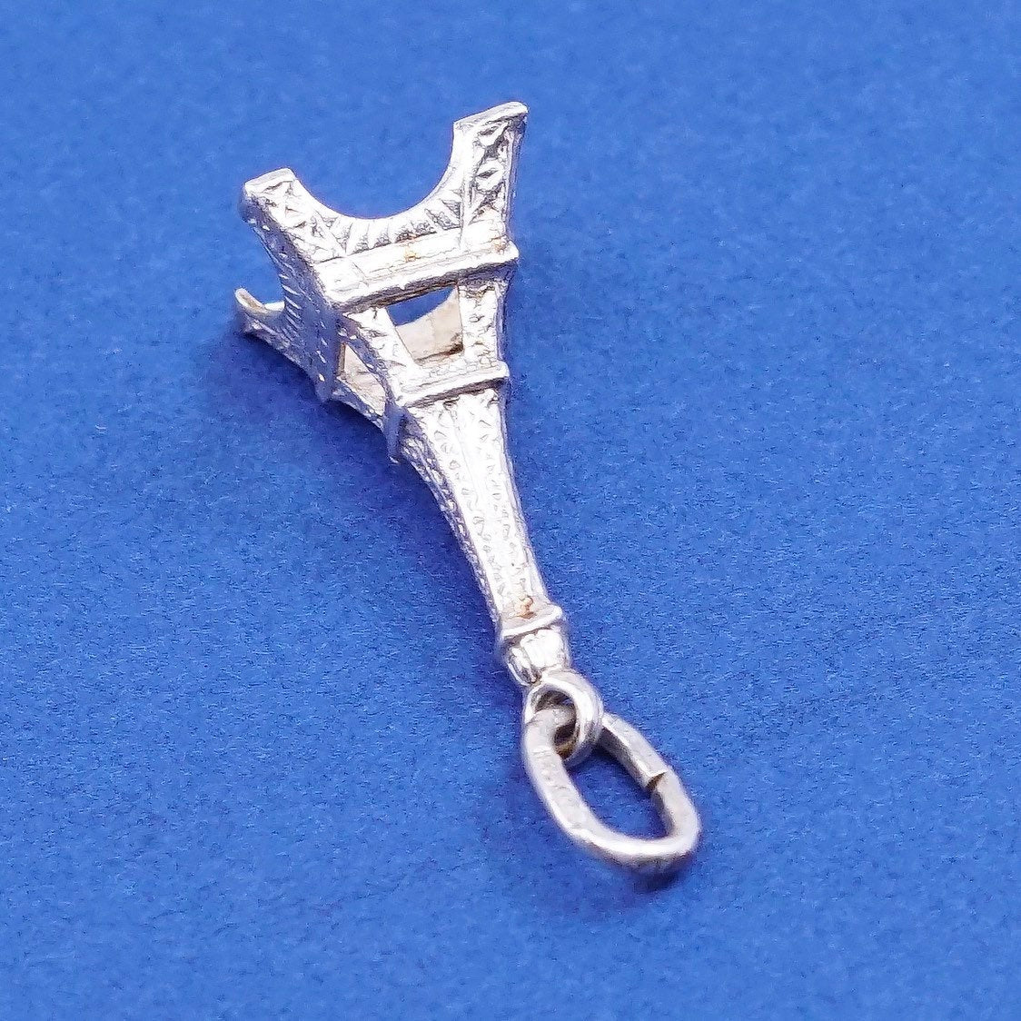 vtg Sterling silver handmade pendant. 925 skating tower charm