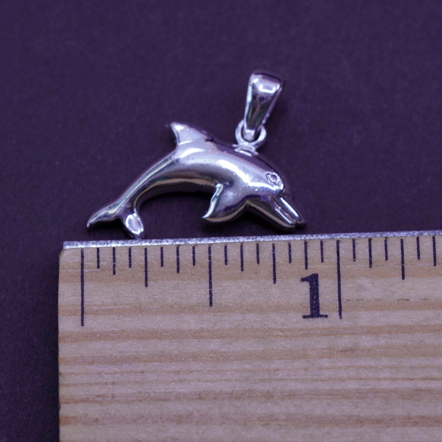 Vintage Sterling silver handmade pendant, 925 dolphin charm