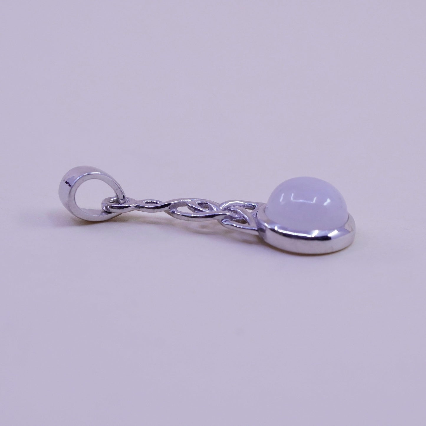 Vintage Sterling 925 silver handmade pendant with round moonstone