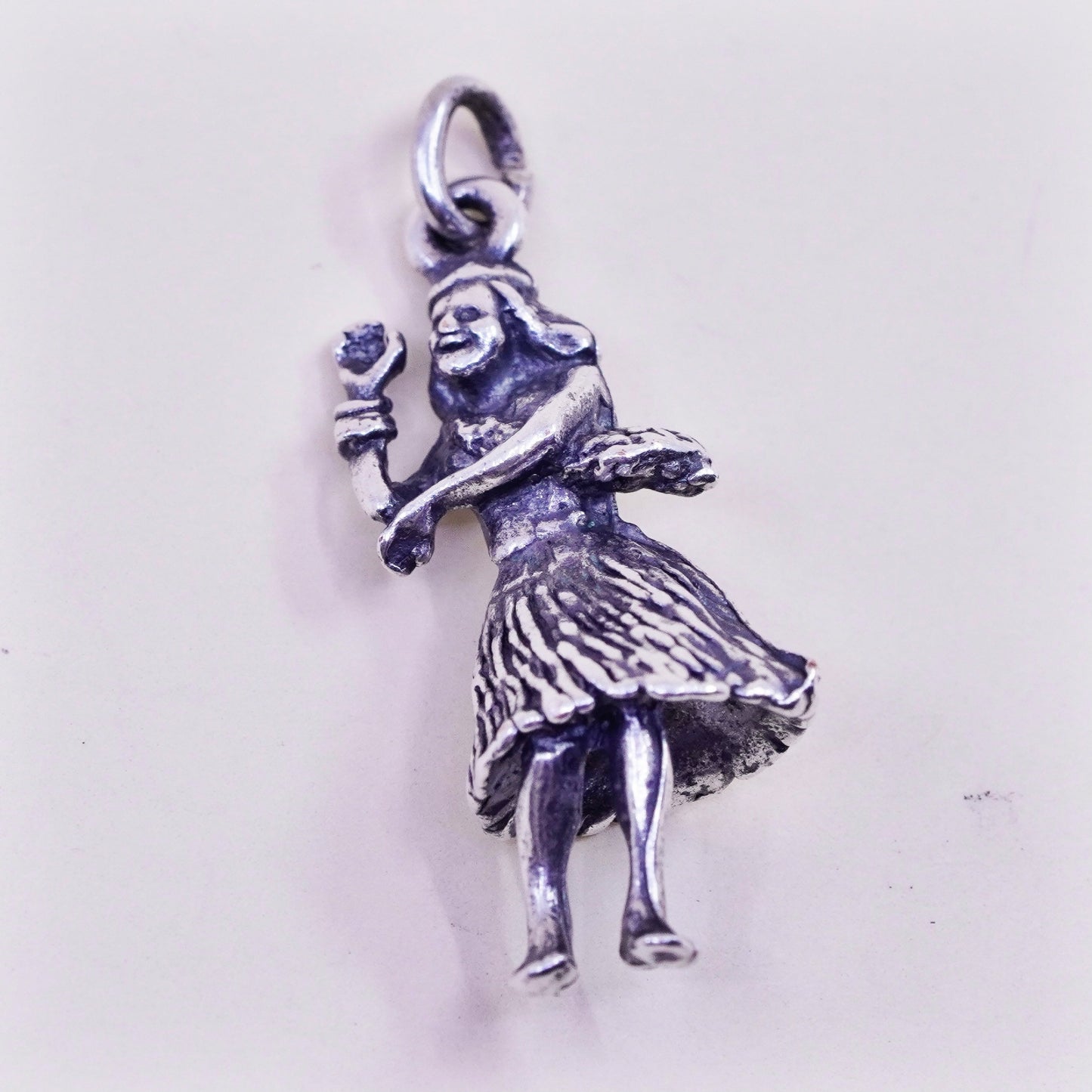 Vintage sterling silver Hawaiian hula hula dance charm, 925 pendant