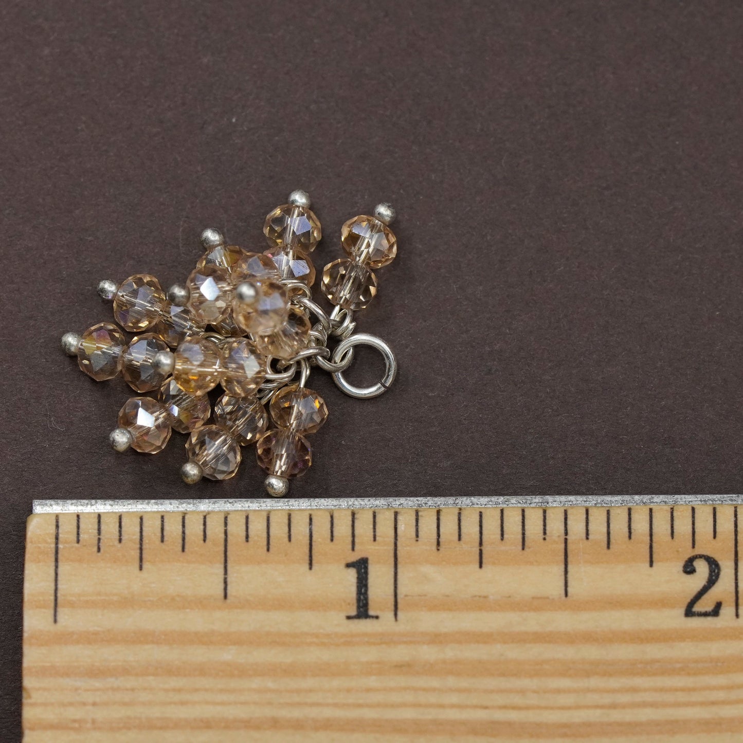 Vintage Sterling 925 silver cluster orange crystal charm pendant