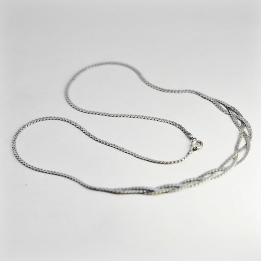 18”, 1mm, Vintage sterling silver Italy 925 twisted s link chain, necklace