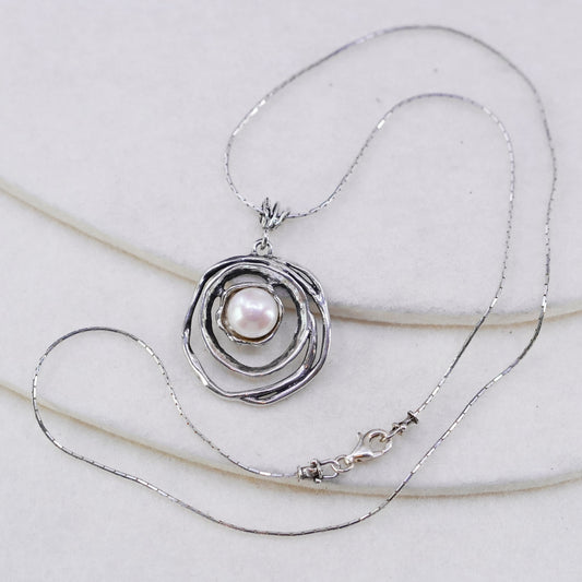 18”, Israel Shablool Didae sterling silver 925 necklace, snake pearl pendant