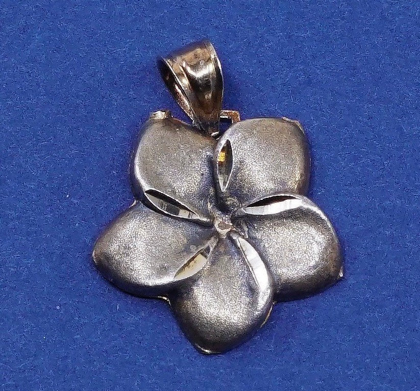 vtg gold over Sterling silver handmade pendant, 925 flower