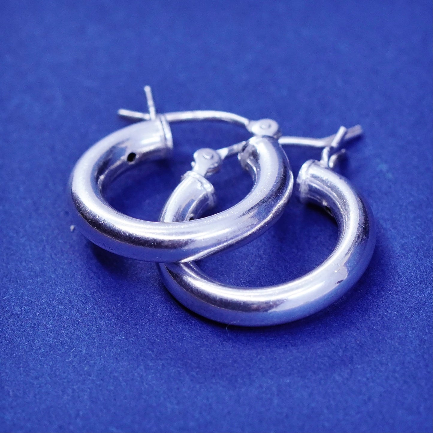 0.5", vtg Sterling silver handmade hoop earrings, fine 925 silver huggie