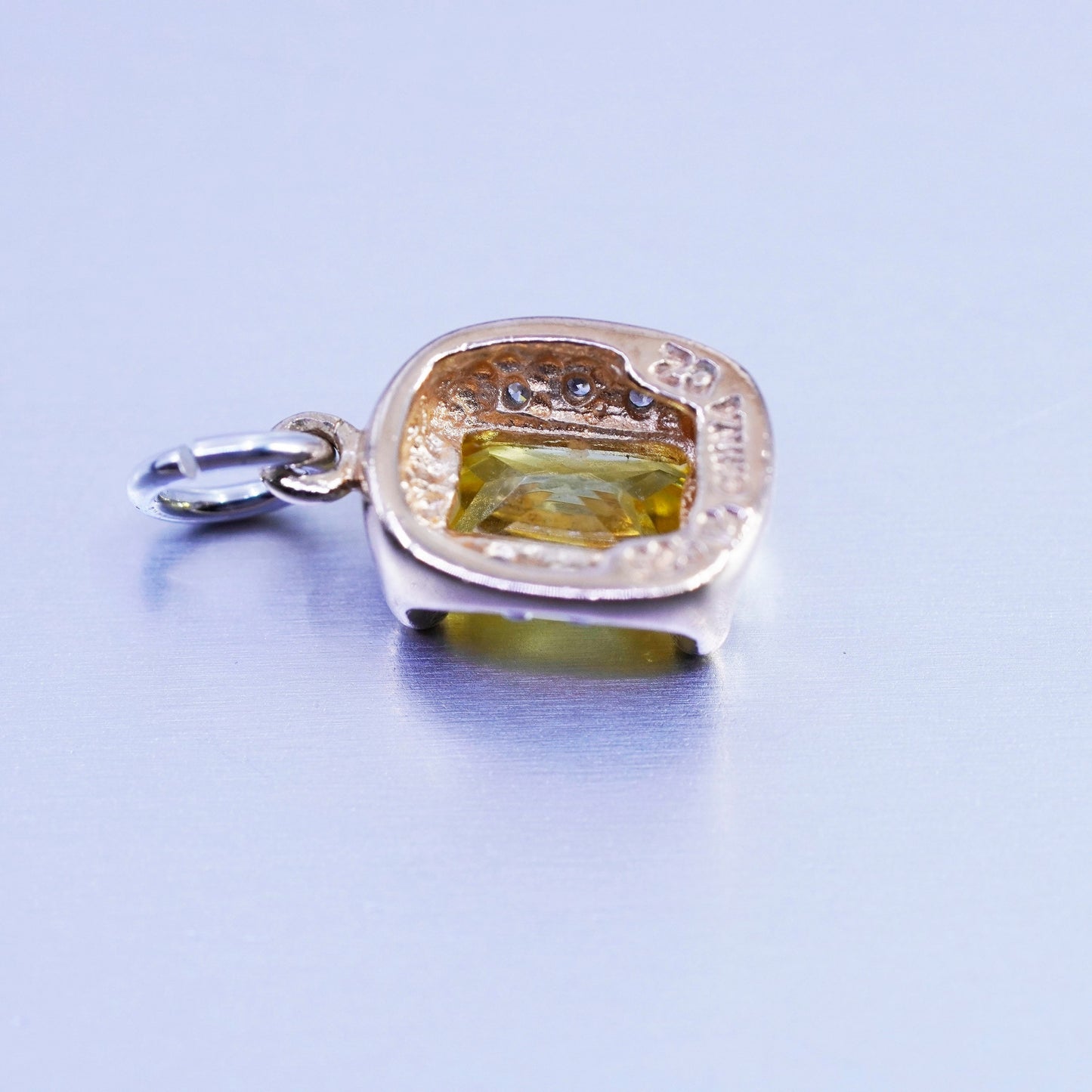 antique vermeil gold over sterling 925 silver handmade charm pendant citrine