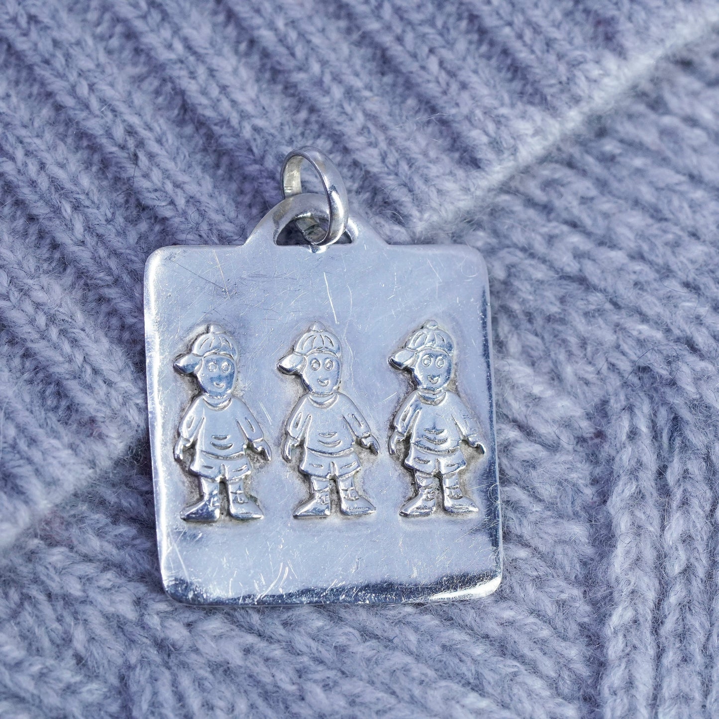 Vintage sterling 925 silver handmade friends friendship figures pendant charm