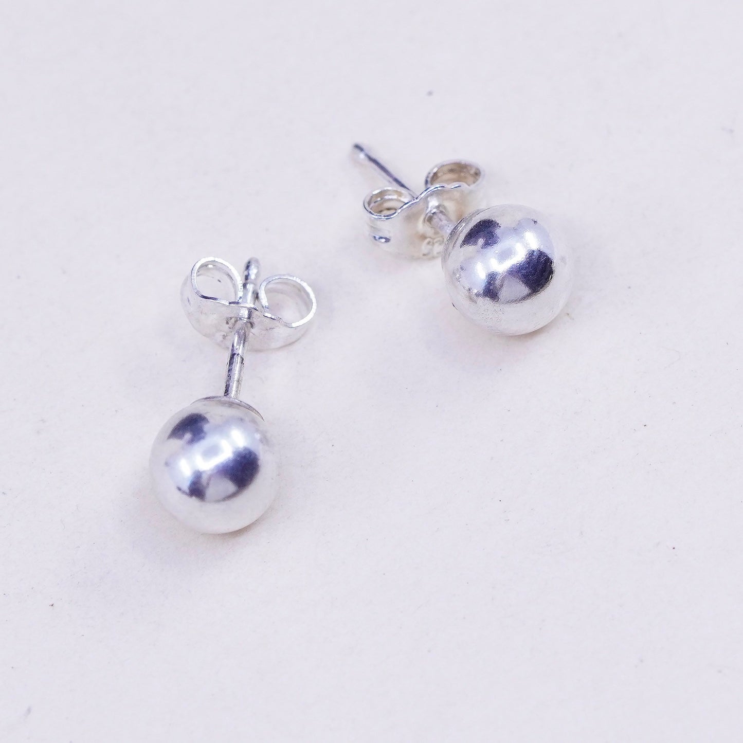 5mm, Vintage sterling silver sphere studs, handmade 925 earrings