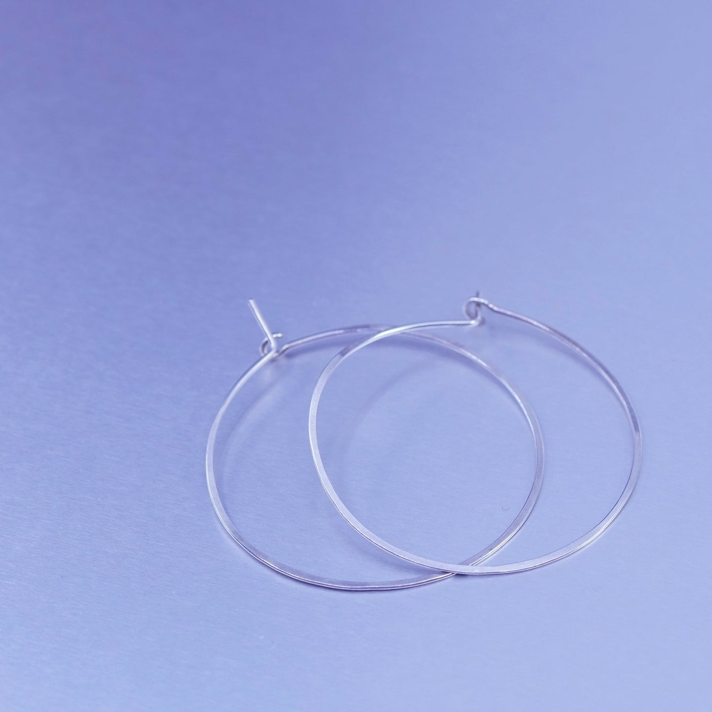 1.5”, vintage Sterling silver handmade earrings, 925 simple hoops