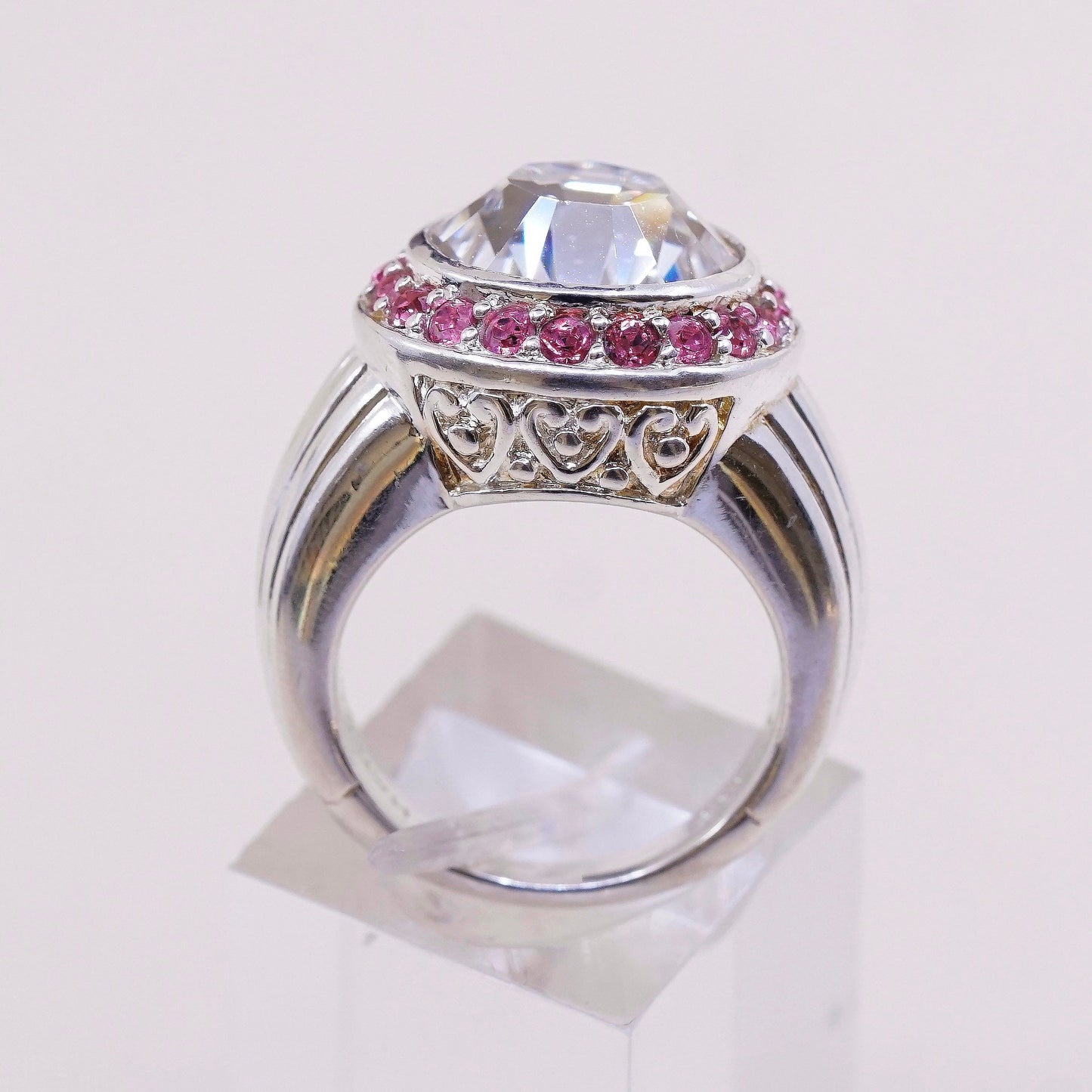 sz 6, vtg Brighton Sayan Sterling silver engagement ring, 925 w/ round cut CZ