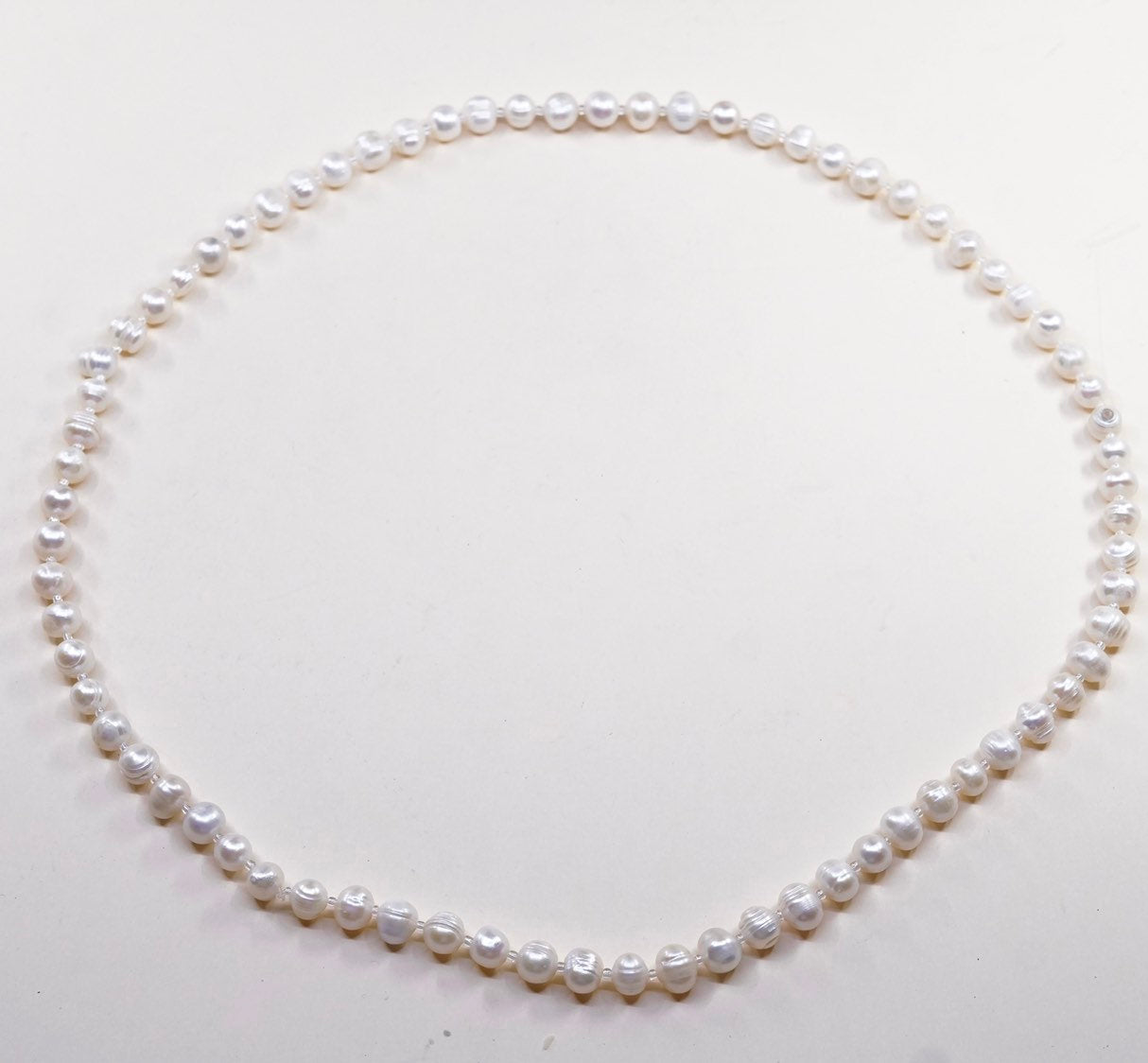 30”, vtg white freshwater pearl beads necklace chain without clasp