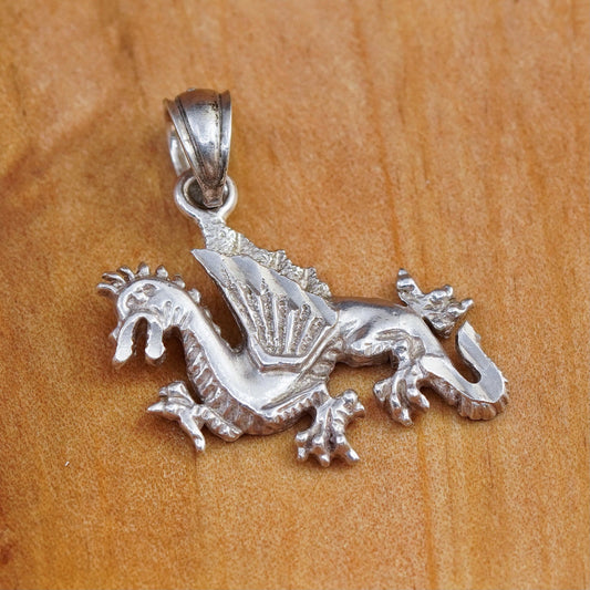 vintage sterling 925 silver handmade dragon pendant