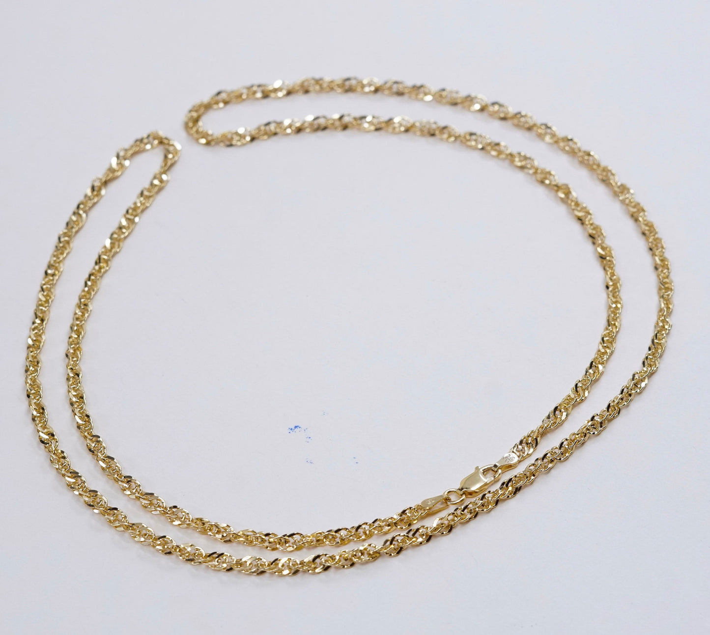 30”, 3mm, Milor vermeil gold sterling silver Italy 925 singapore chain necklace