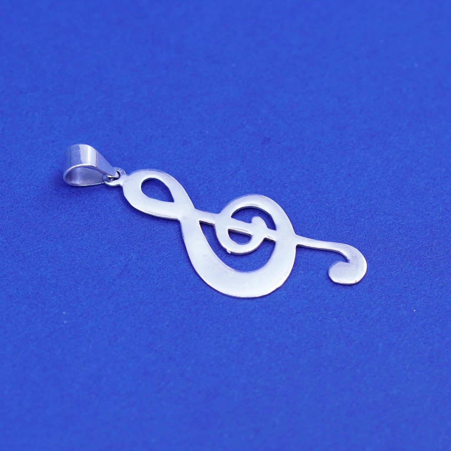 Vintage sterling silver handmade pendant, 925 whirly, swirl music note