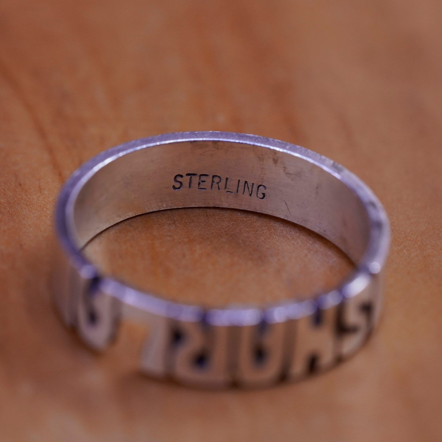 Size 10, vtg sterling silver handmade ring, 925 name sharla band, minimalist