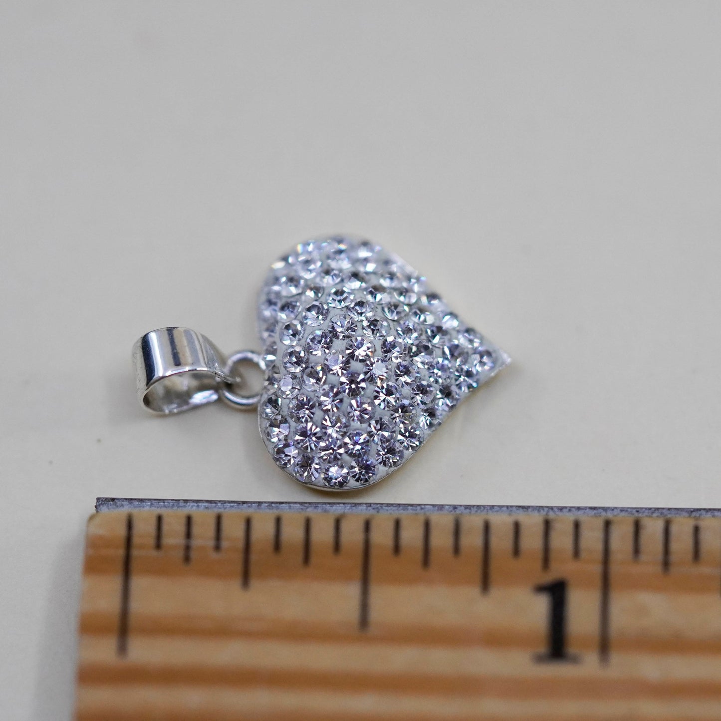 Vintage sterling 925 silver heart pendant with cluster clear Cz