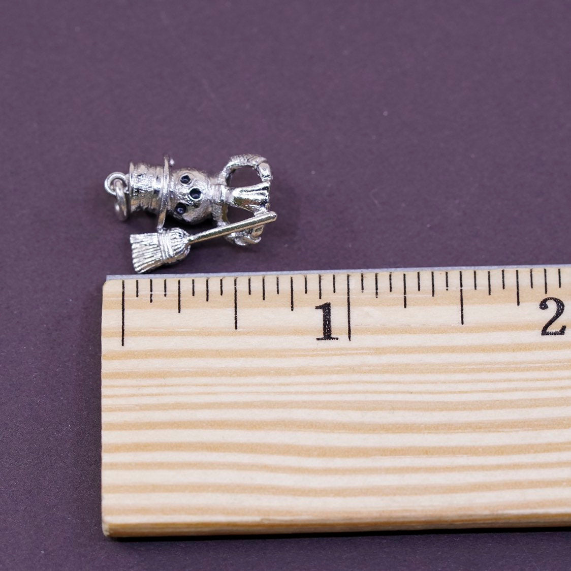 vtg Sterling silver handmade charm, 925 snowman pendant