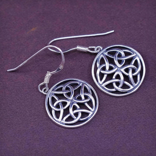 VTG Sterling silver Irish knot handmade dangles, 925 earrings, stamped 925