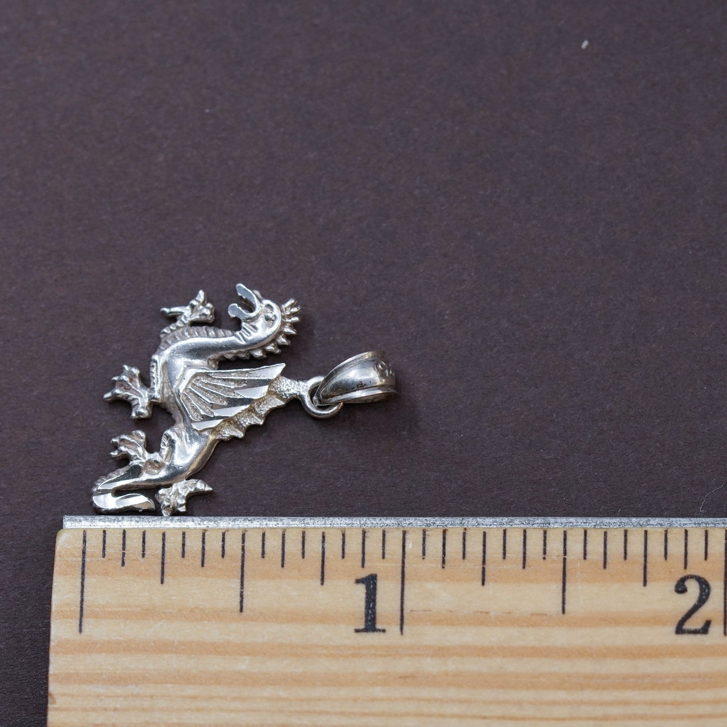 vintage sterling 925 silver handmade dragon pendant