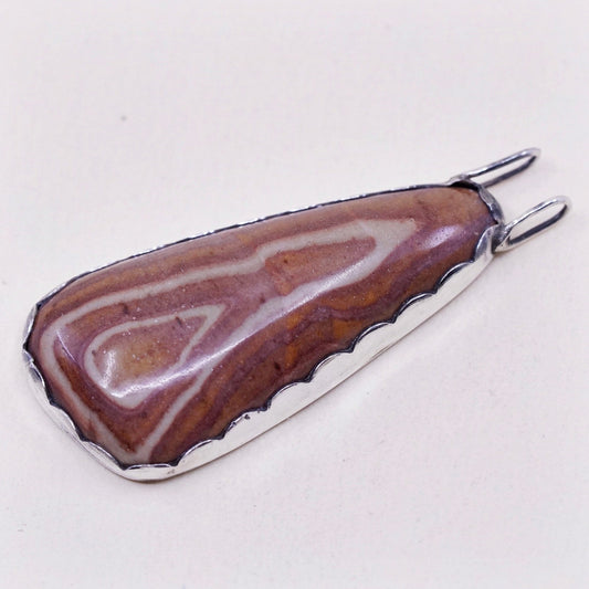 Vintage southwestern sterling 925 silver handmade pendant with agate