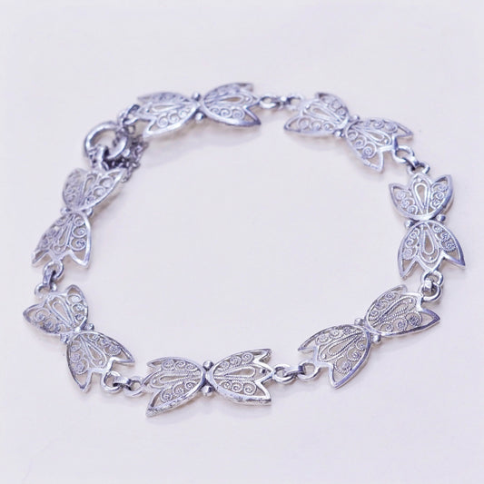 6”, vintage Germany sterling 800 silver handmade bracelet, filigree chain