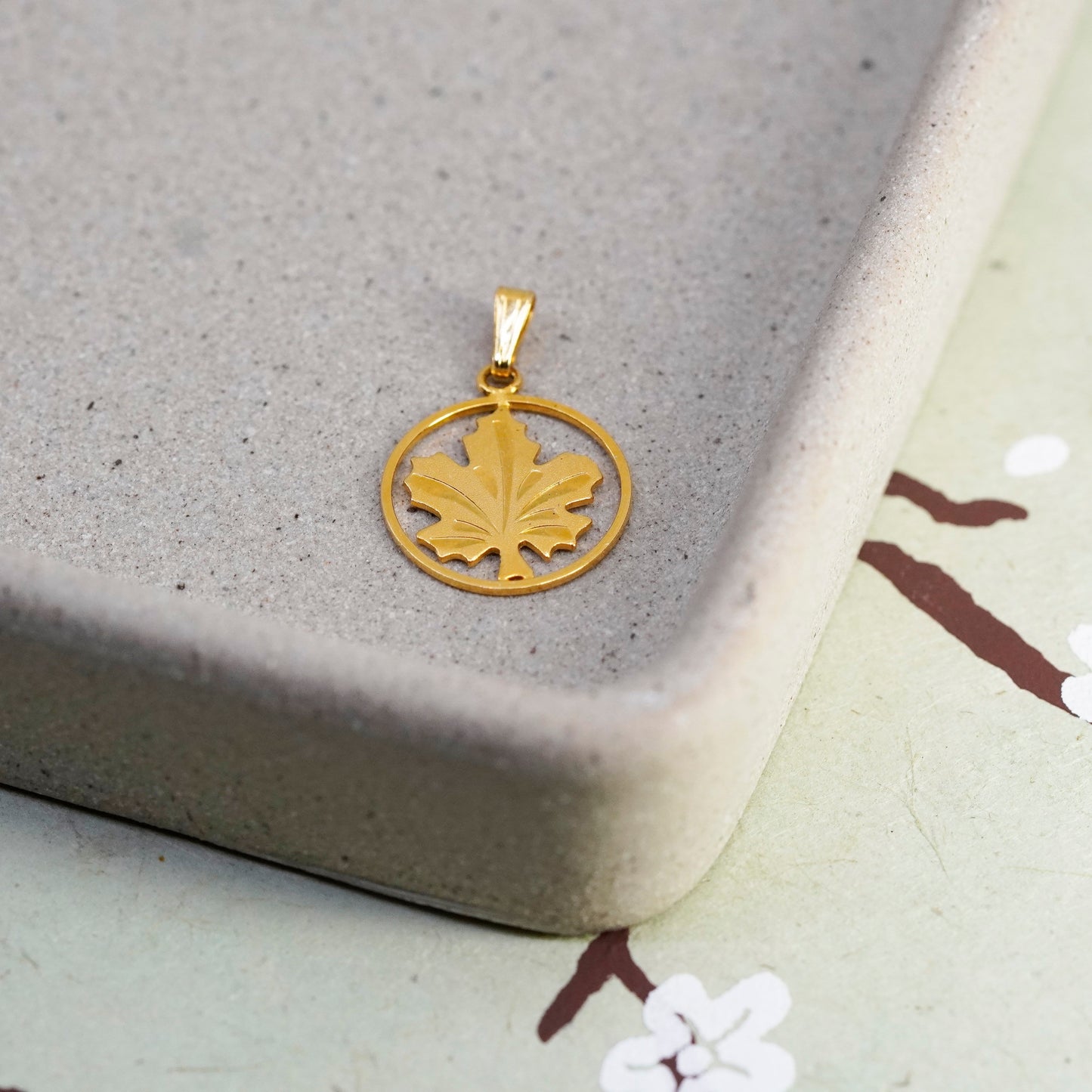 vermeil gold over Sterling silver handmade leaves pendant, 925 Maple leaf Charm