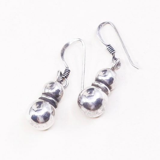 VTG sterling silver handmade earrings, 925 beads dangles, stamped 925