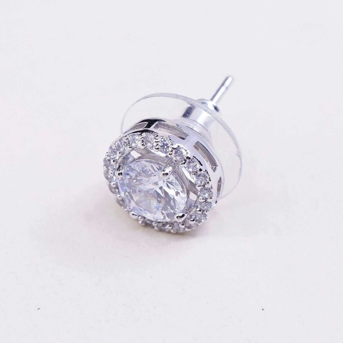 vtg sterling 925 silver genuine cz studs, fashion minimalist earrings