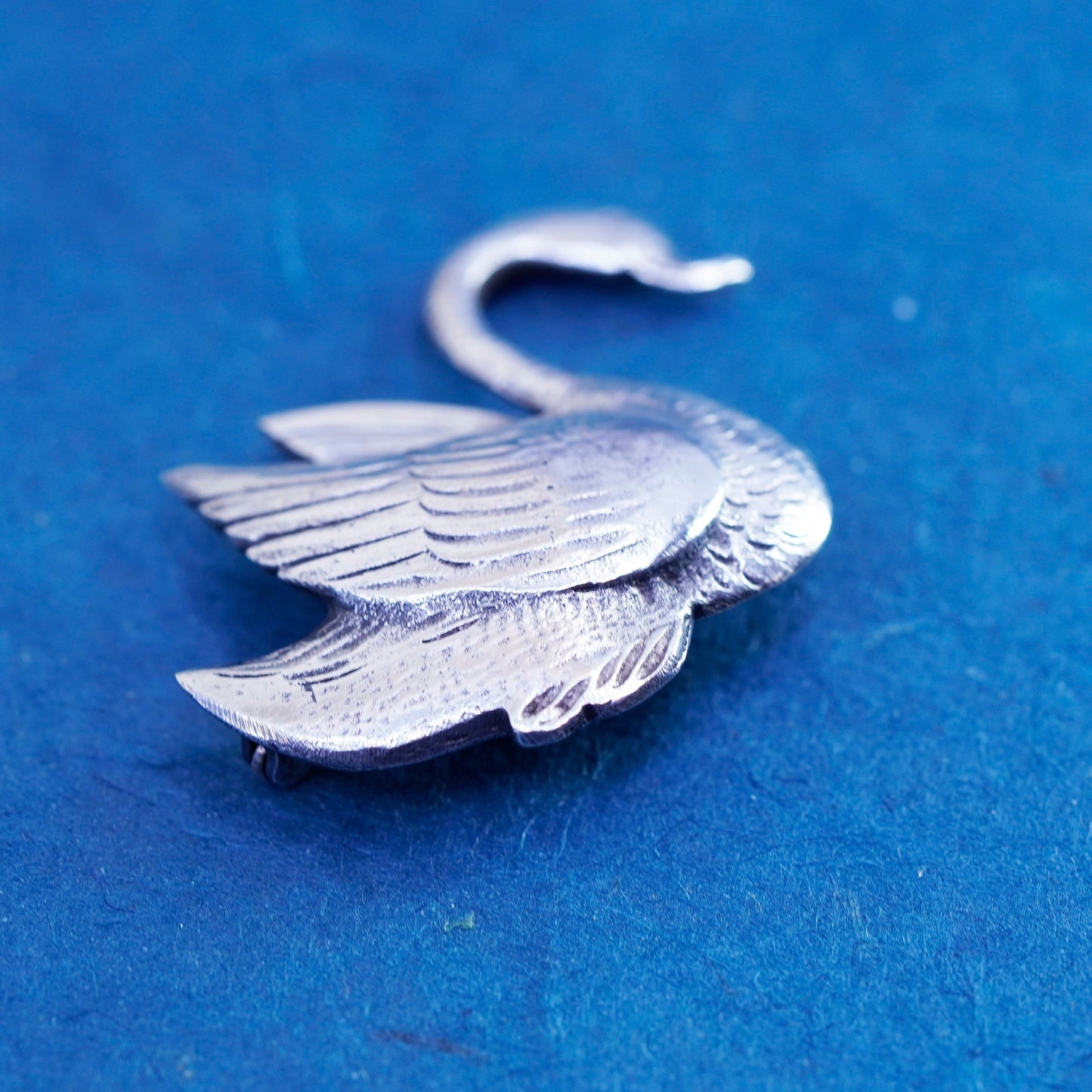 Vintage Sterling silver handmade brooch, 925 swan bird brooch