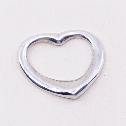 Vintage sterling silver handmade pendant, 925 heart charm